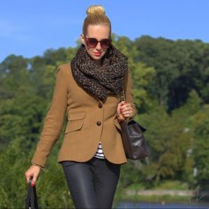 J Crew 100% Wool Hacking Jacket Blazer Camel Tan